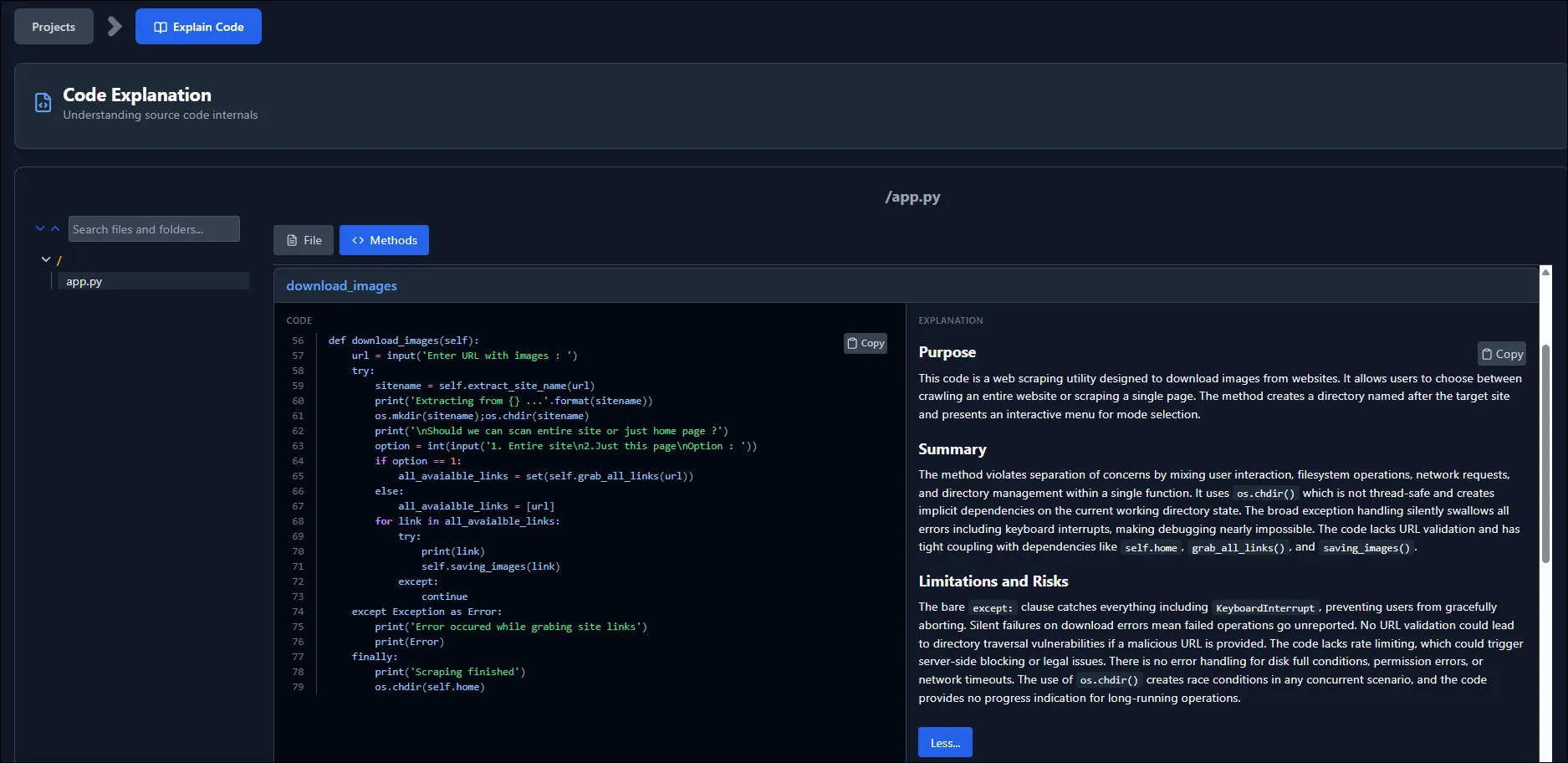 Method-by-method documentation